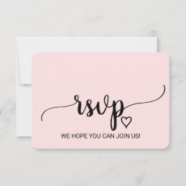 Blozend Roze Eenvoudige Kalligrafie Trouwwebsite R RSVP Kaartje