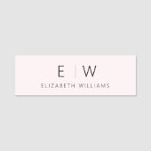 Blozend Roze Elegant Minimalistisch Monogram Naam Naamplaatje (Voorkant)