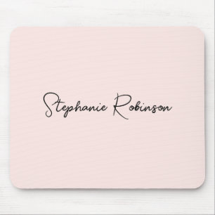 Blozend Roze Elegant Script Persoonlijk Monogram Muismat