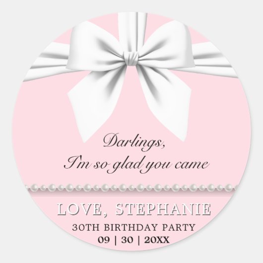 Blozend Roze Elegante Tiffany Verjaardag Bedankt Ronde Sticker (Voorkant)