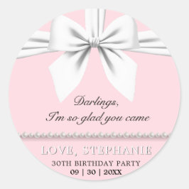 Blozend Roze Elegante Tiffany Verjaardag Bedankt Ronde Sticker