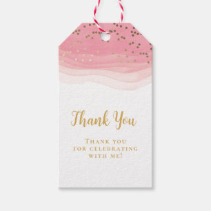 Blozend Roze en goud Cadeaulabel