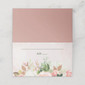 Blozend Roze en Gouden Waterverf Bloem Plaatskaartje (Buitenkant ongevouwen)