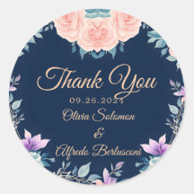 Blozend Roze en Marineblauw Bloemig Elegant Modern