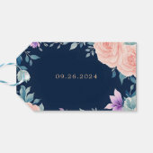 Blozend Roze en Marineblauw Bloemige Elegante Mode Cadeaulabel (Achterkant Horizontaal)