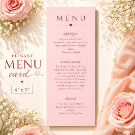 Blozend Roze en Rode Minimalistische Trouwmenu Kaa Menu