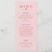 Blozend Roze en Rode Minimalistische Trouwmenu Kaa Menu (Voorkant)