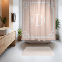 Blozend Roze en Witte Griekse Sleutel | Monogram