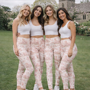 Blozend Roze Engels Dorps Huwelijk Aquarel Leggings