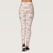 Blozend Roze Engelse Dorps Huwelijk Waterverfschil Leggings (Achterkant)