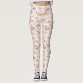 Blozend Roze Engelse Dorps Huwelijk Waterverfschil Leggings (Voorkant)