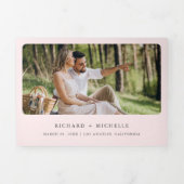 Blozend Roze Eucalyptus Boog Foto QR Code Trouwen Drieluik Uitnodiging (Cover)