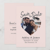 Blozend Roze Foto Moderne Script Sla de Datum op Save The Date (Voorkant / Achterkant)