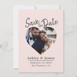 Blozend Roze Foto Moderne Script Verloving aankond Save The Date
