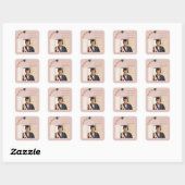 Blozend Roze Foto Zij deed het Afstuderen Vierkante Sticker (Vel)