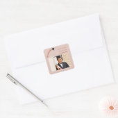 Blozend Roze Foto Zij deed het Afstuderen Vierkante Sticker (Envelop)