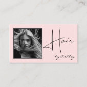 Blozend Roze Foto Zwarte Script Haar QR Code Socia Visitekaartje (Voorkant)