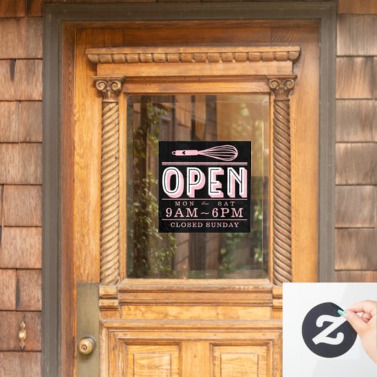 Blozend Roze Garde Openingsuren Bakkerij Bedrijf Z Raamsticker (Huis Deur)