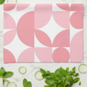 Blozend Roze Geometrisch Abstract Patroon Theedoek (Gevouwen)