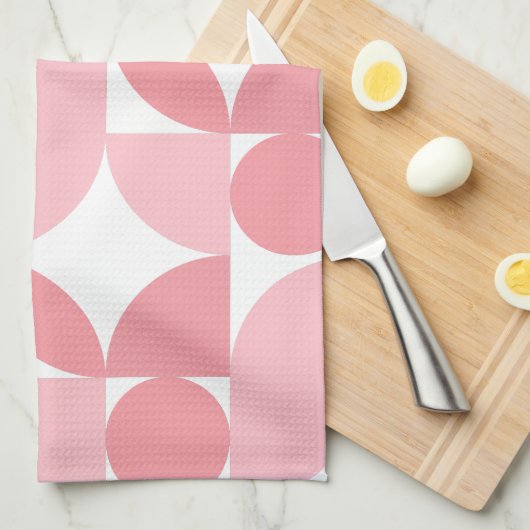 Blozend Roze Geometrisch Abstract Patroon Theedoek (Quarter Fold)