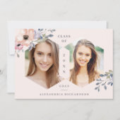 Blozend Roze Geometrische Bloem | Foto Grad Feest Kaart (Voorkant)