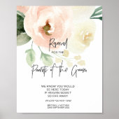 Blozend Roze Gereserveerde Ouders van de Bruidegom Poster (Voorkant)