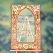 Blozend Roze Glas-in-Lood Bloemige Trouwbegroeting Acryl Bord (Neutraal)