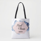 Blozend Roze Goud Blauw Aquarel Trouwmeisje Tote Bag (Voorkant)
