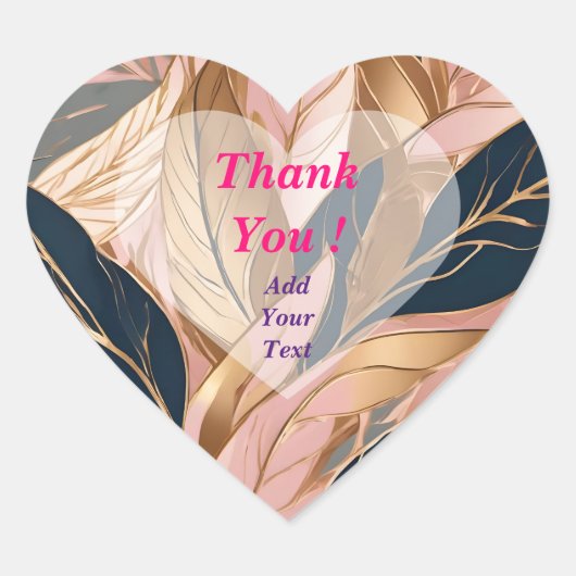 Blozend Roze Goud Moderne Boho Bladeren Collectie Hart Sticker (Voorkant)
