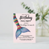 Blozend Roze Goud Turquoise Zeemeermin Staart Zwem Briefkaart (Staand voorkant)