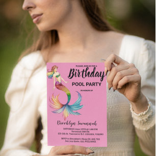 Blozend Roze Goud Turquoise Zeemeermin Staart Zwem Briefkaart