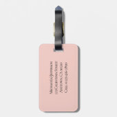 Blozend Roze Goud Zwart Wit Streep Modern Chic Bagagelabel (Achterkant verticaal)