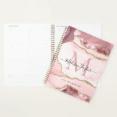 Blozend Roze Gouden Agaat Geode Monogram Schrift N Planner (Display)