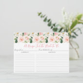 Blozend Roze Gouden Bloem Bruiloft Recept Kaarten (Staand voorkant)