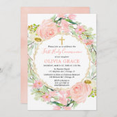 Blozend roze gouden bloemengarage eerste heilige c kaart (Voorkant / Achterkant)