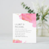 Blozend Roze Gouden Moderne BUDGET Trouw Uitnodigi (Staand voorkant)