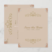 Blozend Roze & Gouden Parel Elegante Chic Bewaar d Aankondigingskaart (Voorkant / Achterkant)