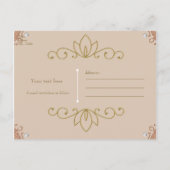 Blozend Roze & Gouden Parel Elegante Chic Save the Aankondigingskaart (Achterkant)