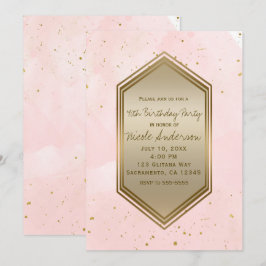 Blozend Roze Gouden Spat Glam Verjaardagsfeest Eve Kaart