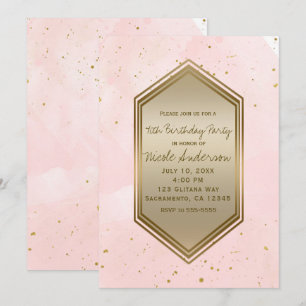 Blozend Roze Gouden Spat Glam Verjaardagsfeest Eve Kaart