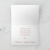 Blozend Roze Gouden Waterverf Bloemig Bedankkaart (Binnen)