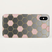 Blozend Roze Grijs & Goud Zeshoek Modern Glamour Case-Mate iPhone Case (Achterkant (horizontaal))