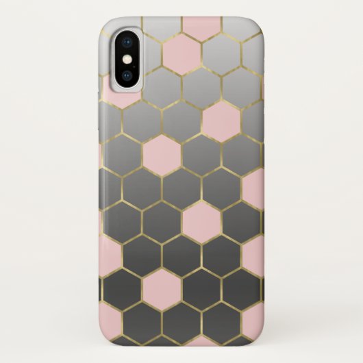 Blozend Roze Grijs & Goud Zeshoek Modern Glamour Case-Mate iPhone Case (Achterkant)