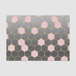 Blozend Roze Grijs & Goud Zeshoek Modern Glamour Tissuepapier