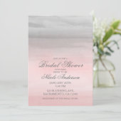 Blozend Roze Grijs Modern Waterverf Bruidsdouche Kaart (Staand voorkant)