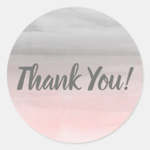 Blozend Roze & Grijs Modern Waterverf Ombre Ronde Sticker