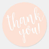 Blozend Roze Handgeschreven Script Bedankt Ronde Sticker (Voorkant)