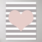 Blozend Roze Hart Minimalistische Wandkunst Poster (Voorkant)