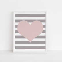 Blozend Roze Hart Minimalistische Wandkunst