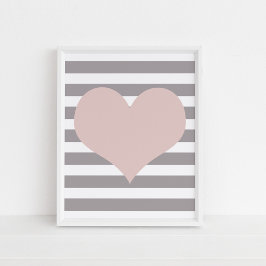 Blozend Roze Hart Minimalistische Wandkunst Poster